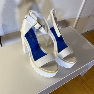 Gdgydh Blue and White Platform Heels